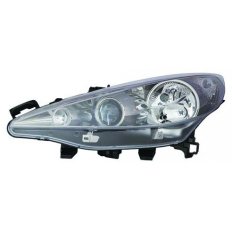 Proiettore lenticolare nero per PEUGEOT 207 dal 2006 al 2009 lato sinistro guidatore